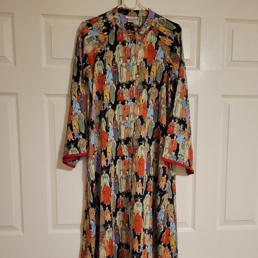 Natori women's printed charmers zip caftan